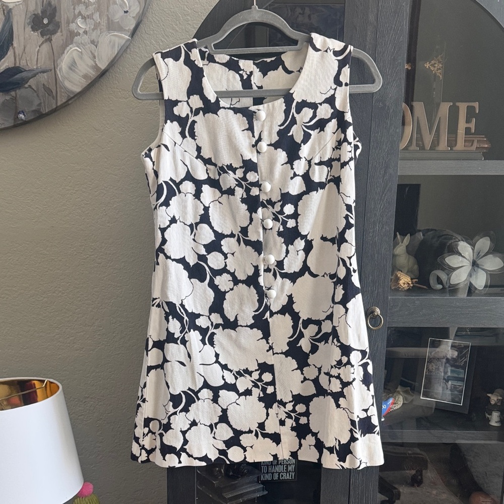 Source Unknown Black & White Floral Mini Dress